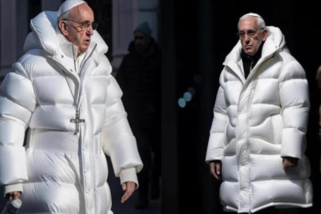 WHAT'S NEW WITH CYBERSECURITY IN 2024? TRENDS AND THREATS, Deepfake phot of Pope Francis in a Puffer Jacket
