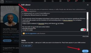 Editing LinkedIn about section