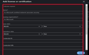 LinkedIn profile certifications details