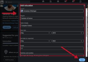Adding Education to LinkedIn profile